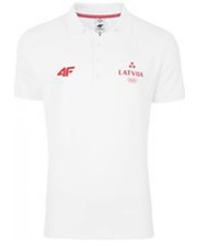T-shirt - koszulka męska [S4L16-TSM800] Replika koszulki polo męskiej Łotwa Rio 2016 TSM800 - biały - - 4f.com.pl